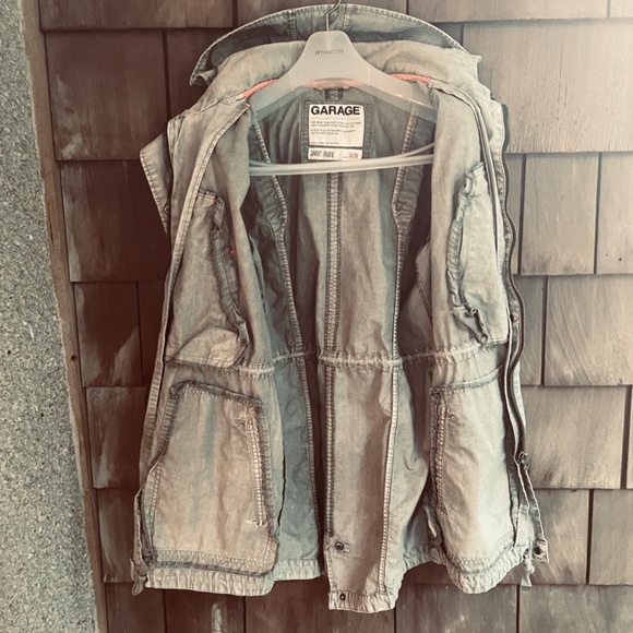 Garage Military Smart Parka Grey Green Utility Jacket Hooded Pockets M - Picture 11 of 14